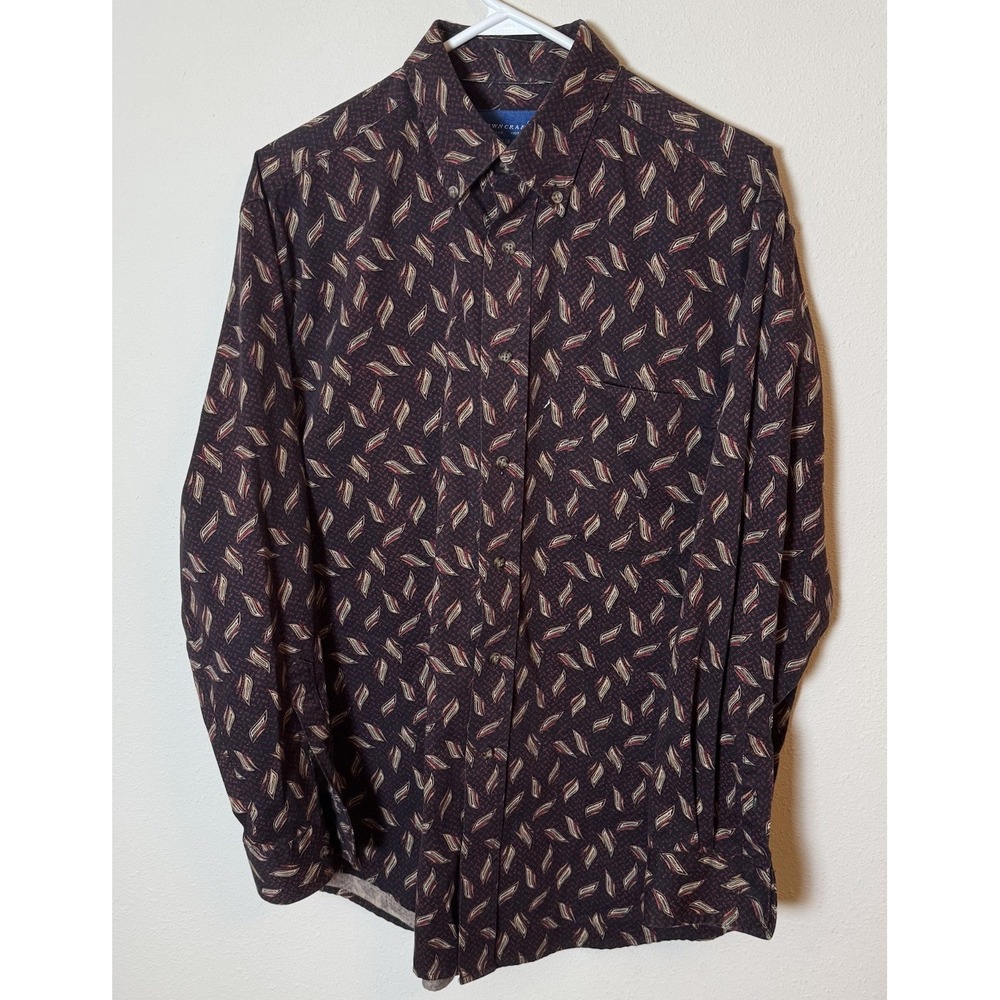 Vintage Towncraft Medium Button Down Shirt Geometric Print 100% Cotton